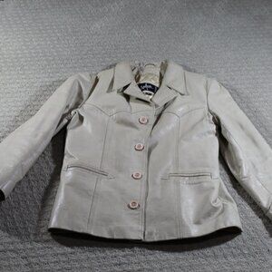 AnJun Collections by A-1 Global Size L Cream Leather Jacket